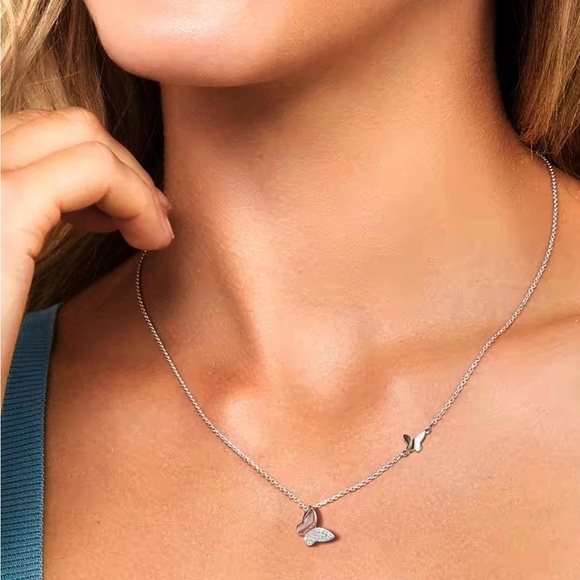 Kate Spade Solid  Silver Butterfly Pendant Necklace - Picture 3 of 5